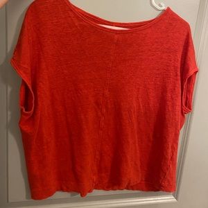 orange/red short sleeve shirt